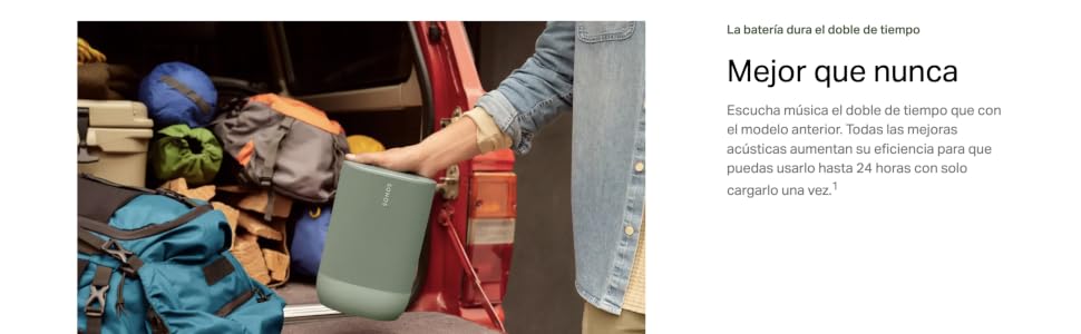 Sonos Move 2: Портативна бездротова колонка Wi-Fi/Bluetooth, чорна. До 24 год роботи, зарядка без дротів, сумісність з Alexa