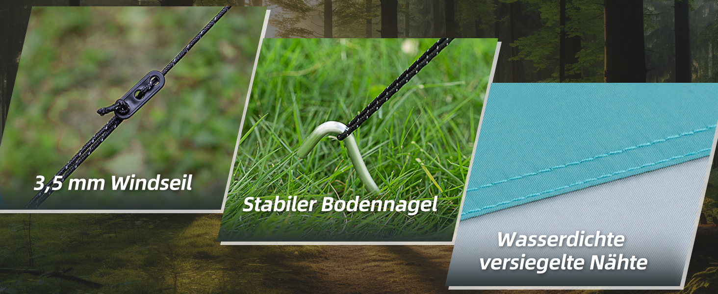 Тент Forceatt Zeltplane 3.7x4.3 м: ультралегкий, водонепроникний, з 6 кріпильними точками. Підходить для кемпінгу, піших прогулянок та відпочинку на природі. Колір: темно-синій & сірий.