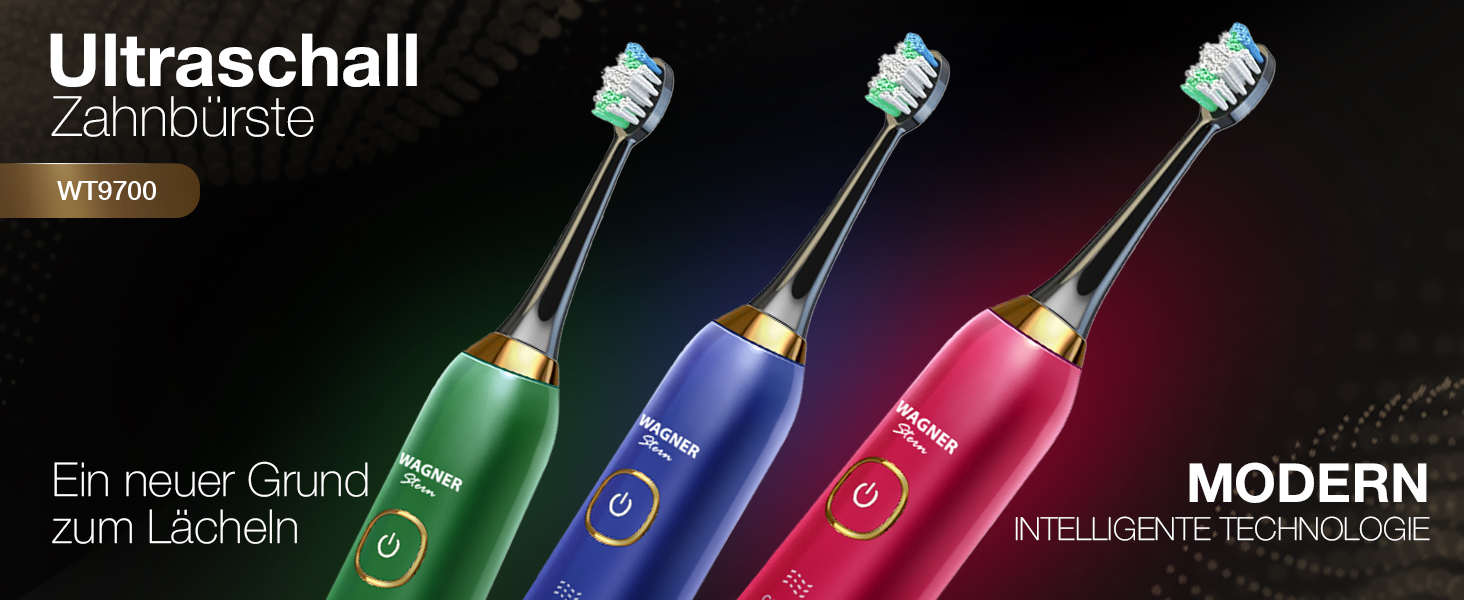 Звукова зубна щітка Wagner Stern Emerald Green Edition з освітленням: 5 режимів, 8 насадок, дорожній футляр