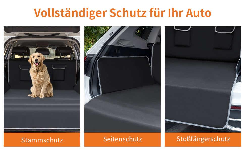 Захист для багажника авто Toozey для собак – Ultraleichte Hundedecke, універсальний, водовідштовхувальний, міцний, з боковим захистом та великими кишенями, швидкий монтаж, XL, чорний з сірою кромкою