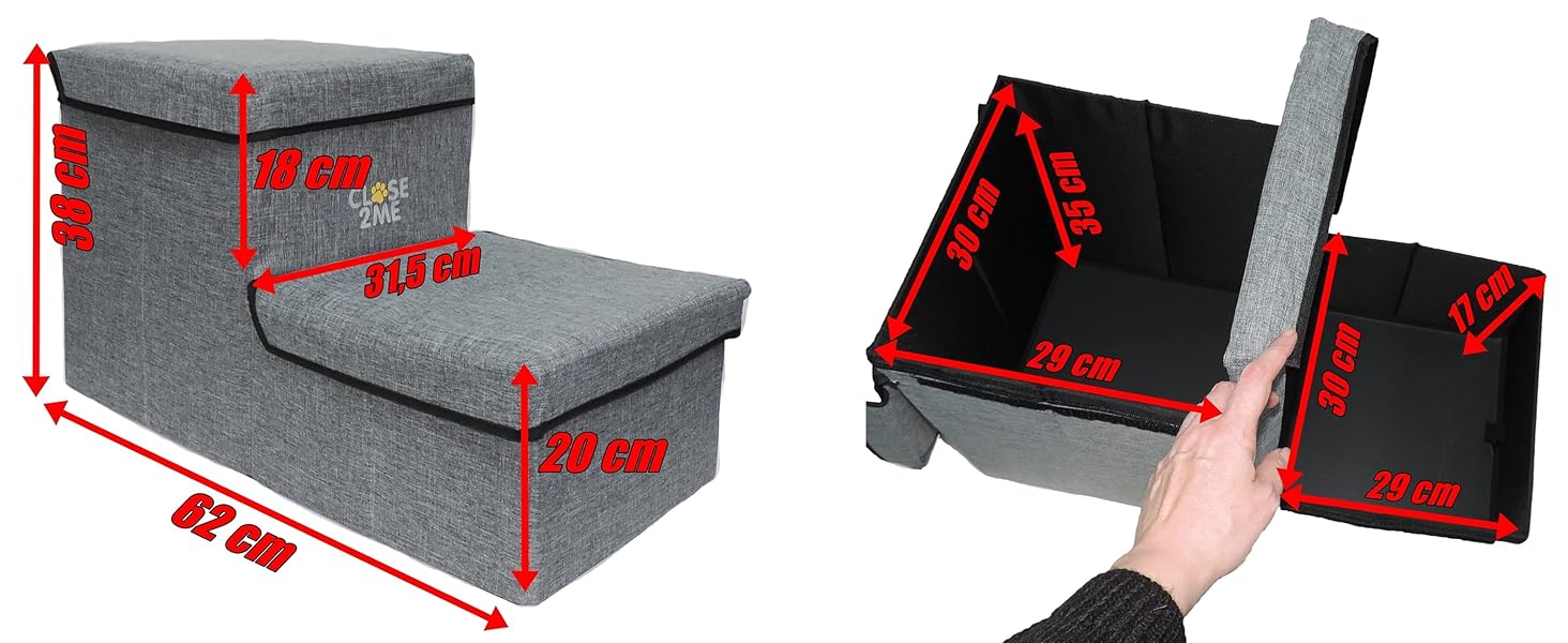 Сходинки для домашніх тварин CLOSE2ME PetStair Deluxe з місцем для зберігання, двоступеневі