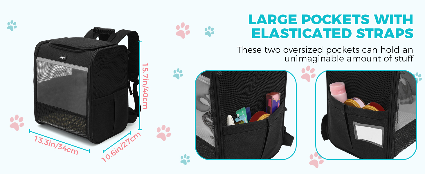 Рюкзак для кота/собаки, чорний, складаний, з сіткою, з внутрішнім шнуром безпеки, до 8 кг