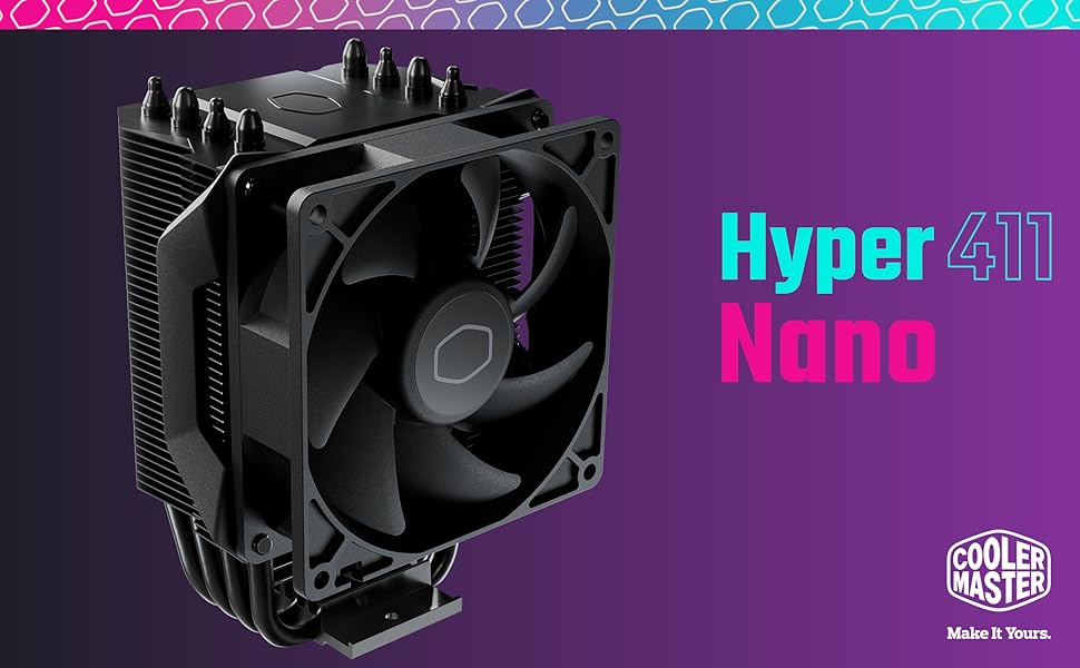 Cooler Master Hyper 411 Nano: Кулер для CPU з 4 heatpipes, 92мм вентилятор PWM, сумісний з AMD та Intel