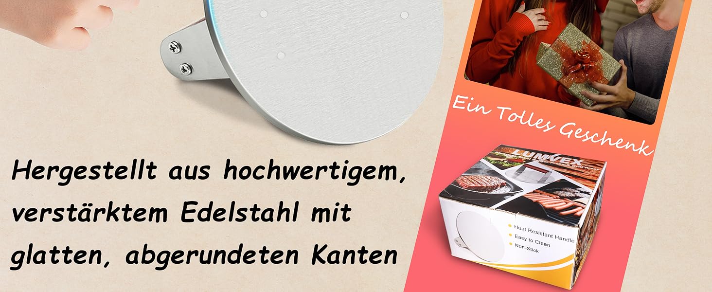 Прес для бургерів з нержавіючої сталі, 16 см, професійний, для гриля, легко миється