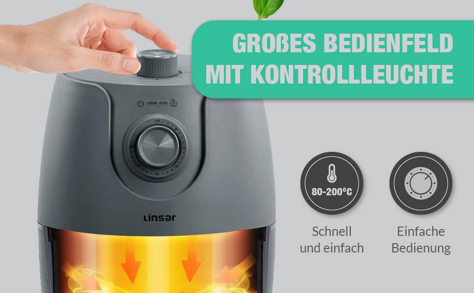 Фритюрниця без олії Mini 1.8L з таймером та підігрівом - 1200 Вт (Сірий)