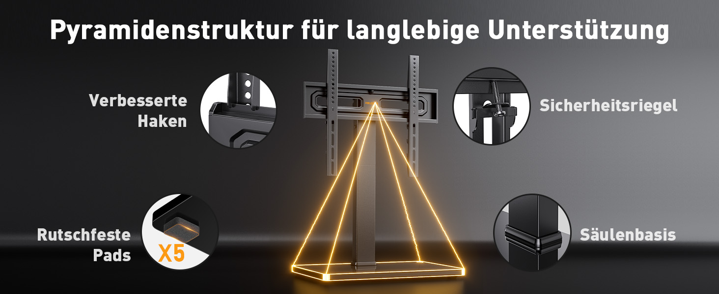 Підставка для телевізора Perlegear 32-70 дюймів, універсальна, поворотна, регульована по висоті, до 40 кг, VESA 400x400 мм