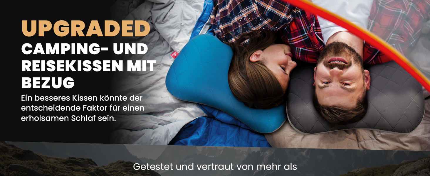 Надувна подушка для кемпінгу та подорожей HIKENTURE з знімним чохлом, ергономічна подушка для голови, комфортна подушка для шиї для подорожей/відпочинку на природі (Чорний)