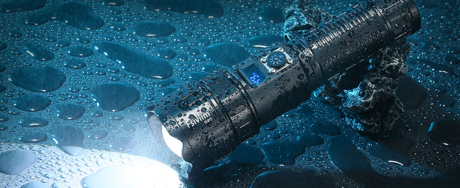 LED ліхтар на батареї, 500 000 люмен, тактичний, з регулюванням фокусу, для кемпінгу, матовий чорний