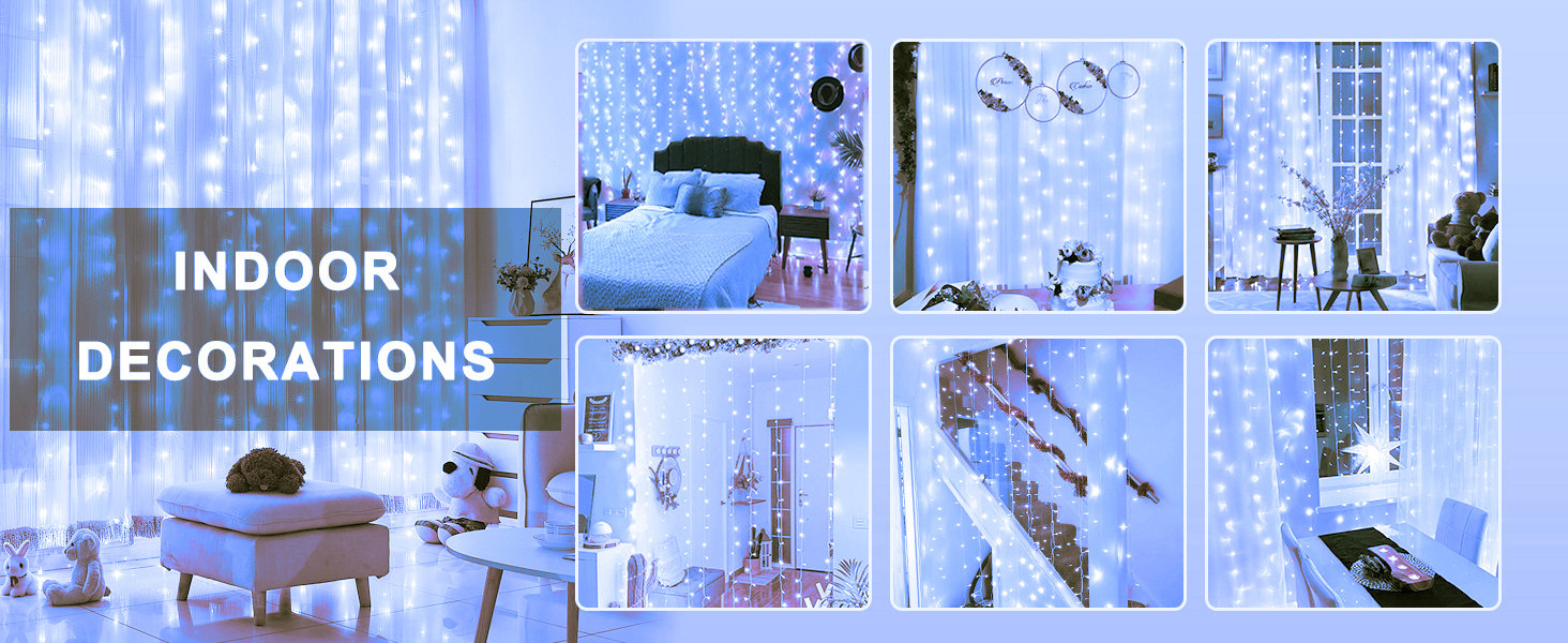 Ламповий завіс 6м x 3м, 600 LED, з вилкою, таймером, 8 режимів, вологостійкий, для вікна, павільйону, саду, різдвяне деко, тепле/холодне світло