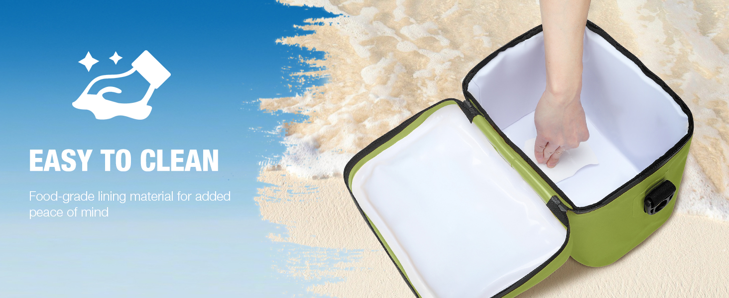 Кühltasche 24L: Водонепроникна сумка-холодильник для пікніка, пляжу, кемпінгу, офісу, транспортування продуктів (армійний зелений)