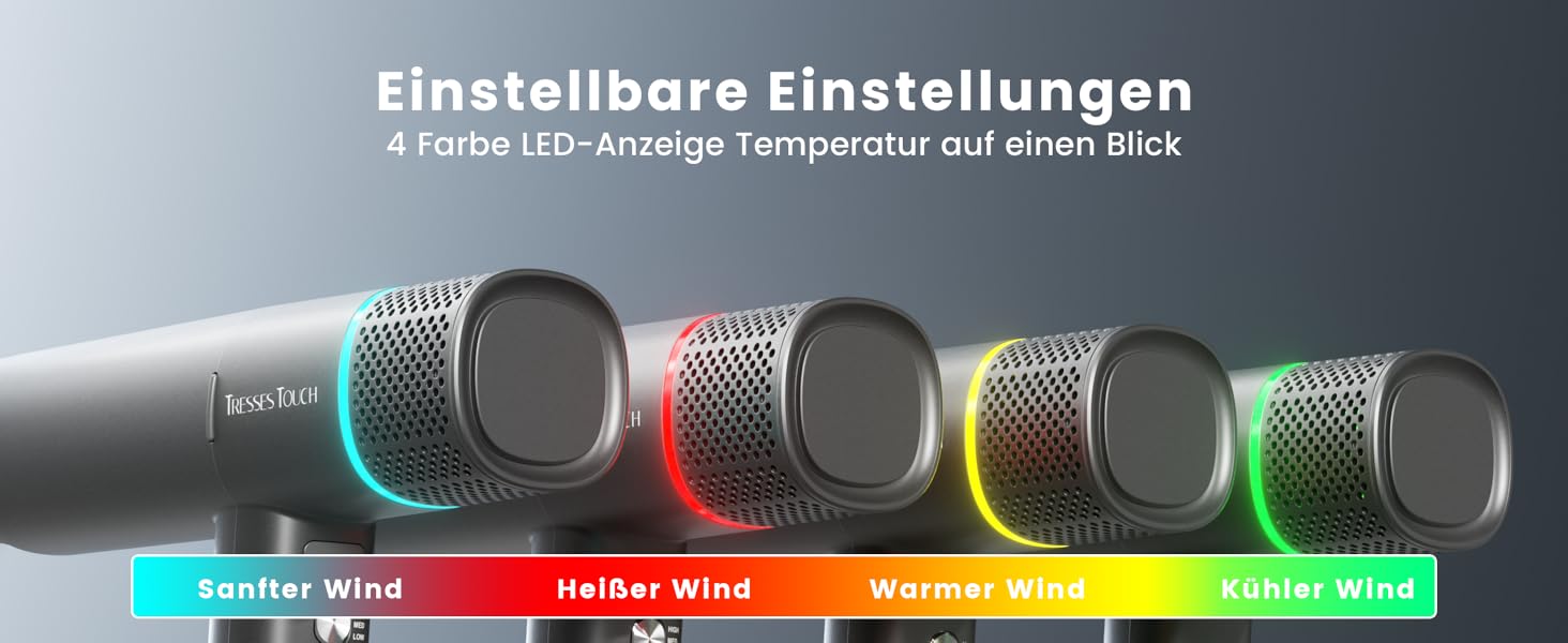 Іонізатор для волосся Föhn - високошвидкісний фен з насадкою-дифузором для жінок та чоловіків, 3 режими/2 швидкості, легкий, рівномірне тепло, тихий, чорний (сірий)