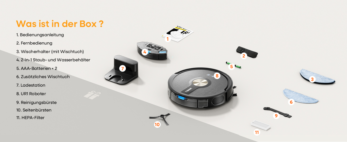 Робот-пилосос з функцією миття 5000Pa, 3-в-1 з часом роботи 180 хв, для тварин, з керуванням через додаток, чорний