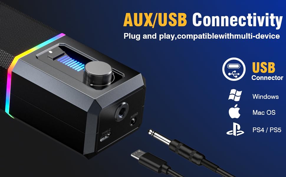 Мікрофон Facmogu HK2 для геймінгу та стрімінгу з RGB-підсвічуванням, USB, динамічний, для ПК, комп'ютера, Twitch, подкастів