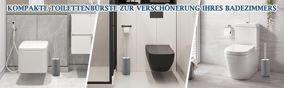 Набір для туалету GeruiKE: щітка для унітазу з керамічним тримачем (сірий матовий)