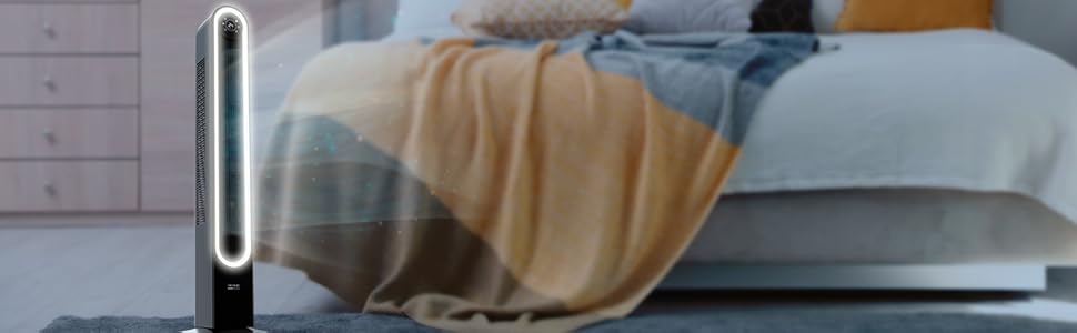 Турбовентилятор Cecotec EnergySilence 9090 Skyline Ionic, 119 см, 45 Вт, іонізатор, LED-дисплей, пульт ДК, 3 режими, 12 год таймер, осциляція 70º, висота 47' (42' висота), чорний