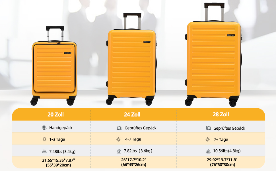 Набір валіз TydeCkare 20/24/28' (3 шт.) з TSA замком, 55/66/76 см, зелений