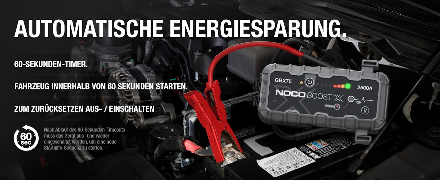 NOCO Boost X GBX75: Портативний пусковий пристрій (Powerbank) – 2500A, 12V, для бензинових (8.5L) та дизельних (6.5L) двигунів