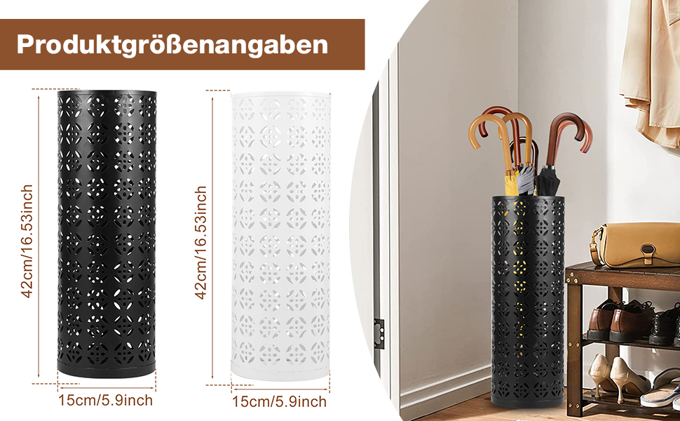 Металева підставка для парасоль та тростинок Rain Collection, 15x15x42 см (Чорний)