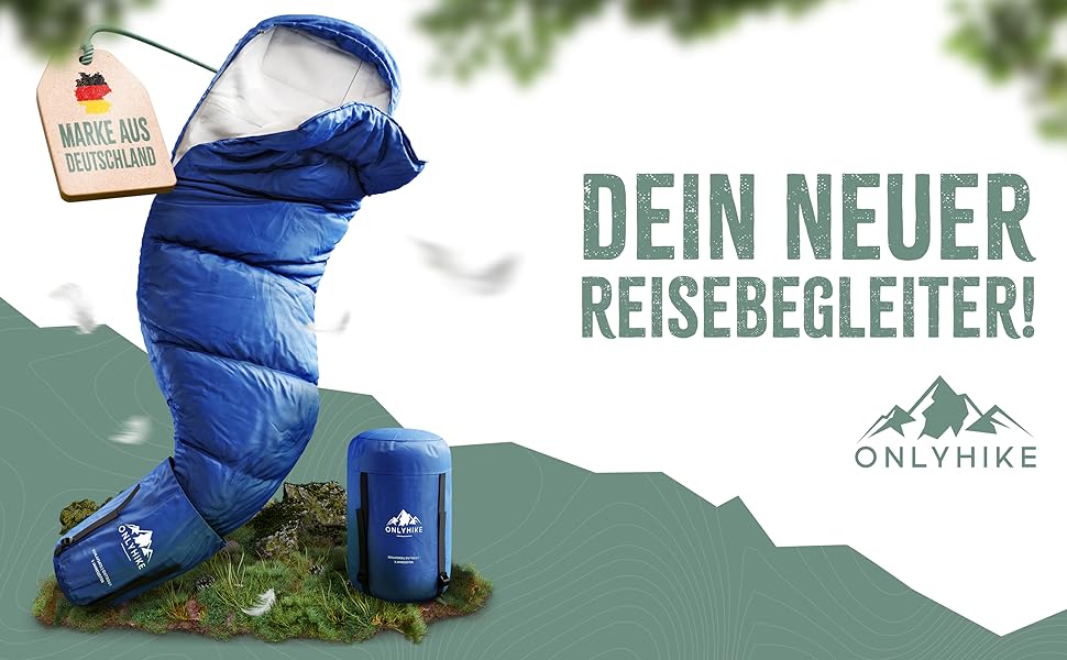 Спальний мішок Outdoor I [300GSM] Теплий, 1700г, для весни, осені та зими [-5°C до 10°C] | Для комфортного сну під час кемпінгу, відпочинку на природі та подорожей [M-XL] | Синій