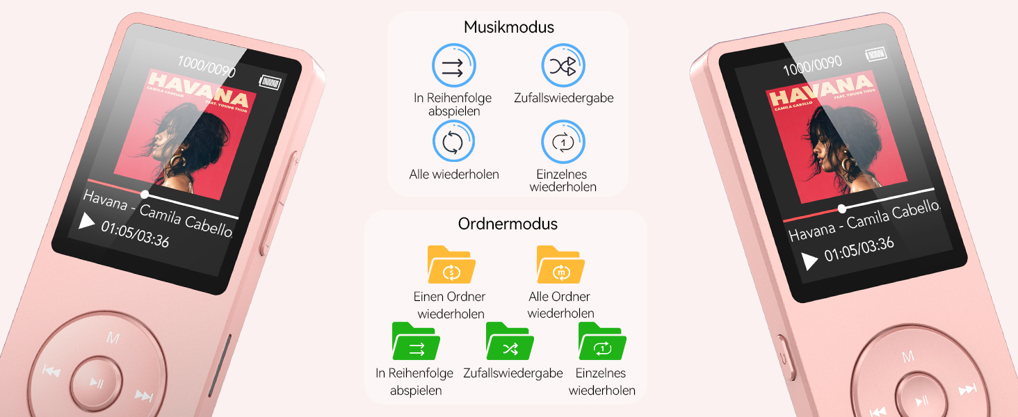 MP3 плеєр AGPTEK 64GB Bluetooth 5.3, Радіо, 1.8