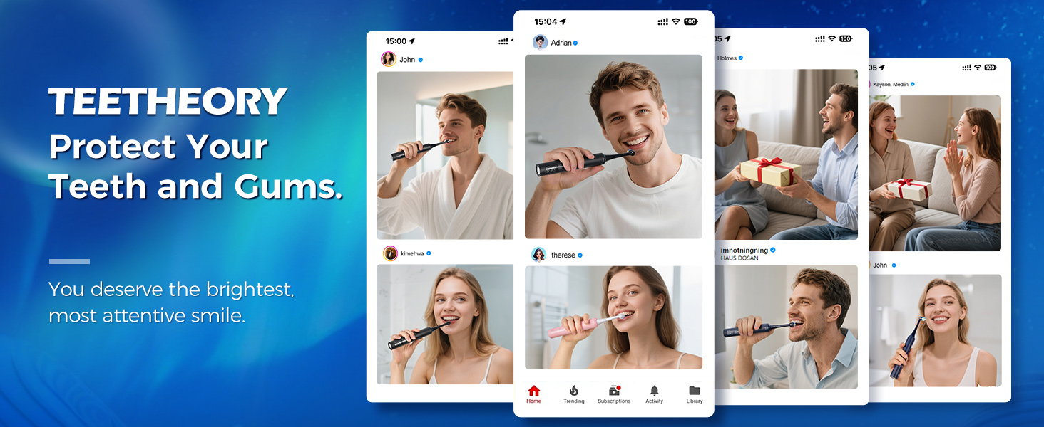 Електрична зубна щітка Rotierende для дорослих з 8 насадками, 4 режимами чищення, акумулятором на 60 днів та Smart-таймером на 2 хвилини - професійна електрична зубна щітка (чорна)