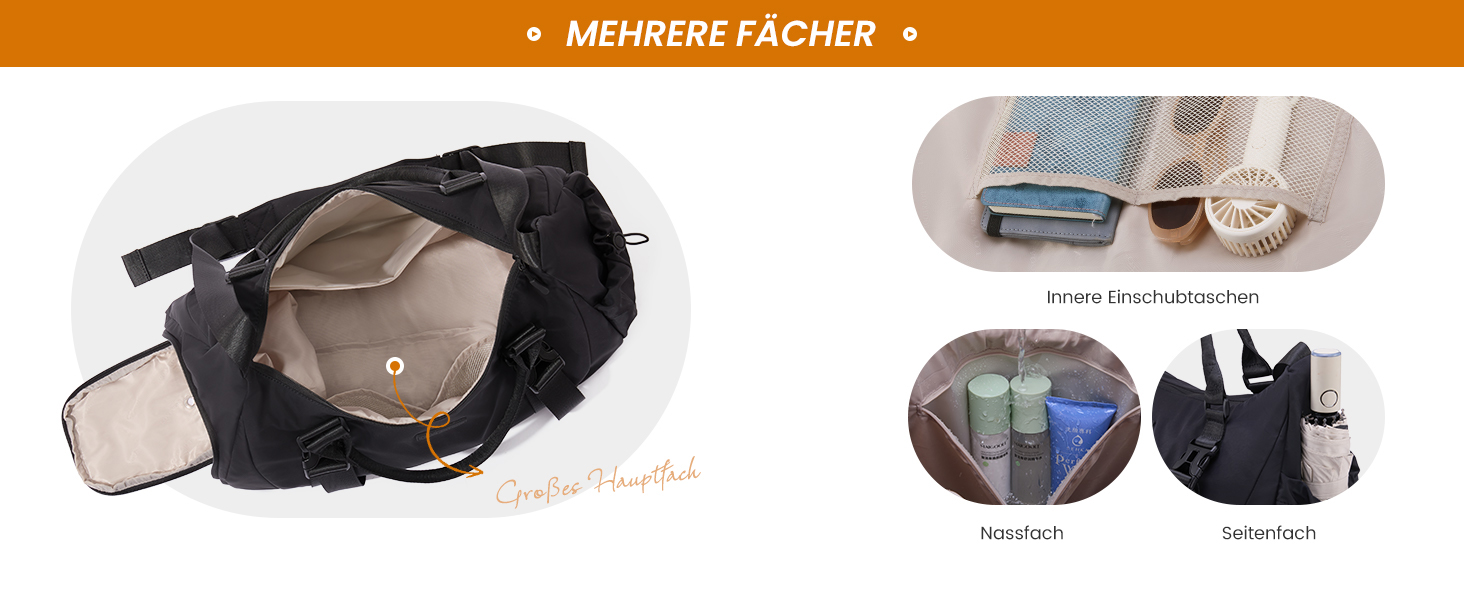 Спортивна сумка LOVEVOOK 50L: для фітнесу, йоги, подорожей, з відділенням для взуття та килимка