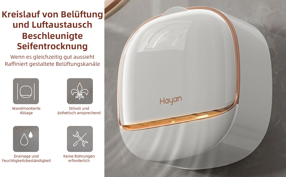 Настінний диспенсер для мила з кришкою-відкидним механізмом, піддон для стікання води, водонепроникний мильниця без свердління, самоклеюча мильниця для ванної, кухні, душу, школи, спортзали (білий)