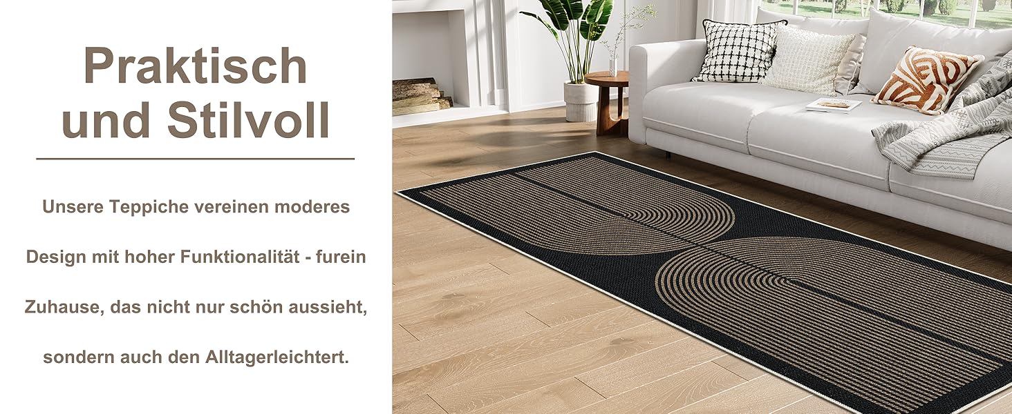 Килимок-лаунфер для підлоги 80x200 см з джуту, чорний/натуральний, для кухні, коридору, спальні, балкону