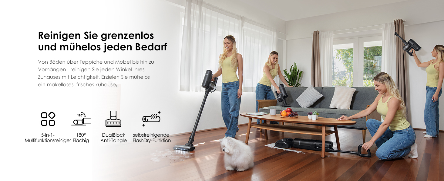 Вертикальний миючий пилосос Tineco Floor ONE S7 Stretch з функцією FlashDry та DualBlock