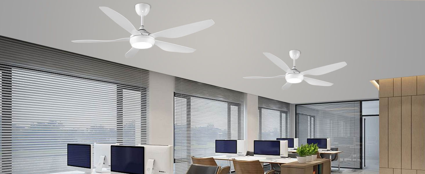 Стеляний вентилятор Reiga з LED-підсвічуванням та пультом керування, 132 см, білий, DC-двигун, тихий, 6 швидкостей, 3 колірні температури, для внутрішнього та зовнішнього використання (5 лопатей, білий)