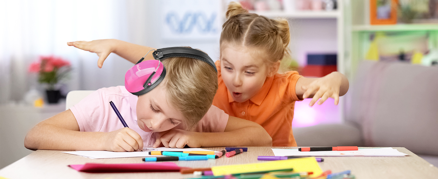 ProCase Навушники захисні дитячі шумоізоляційні, рожеві, для сну, подорожей, 3-12 років, NRR 21dB