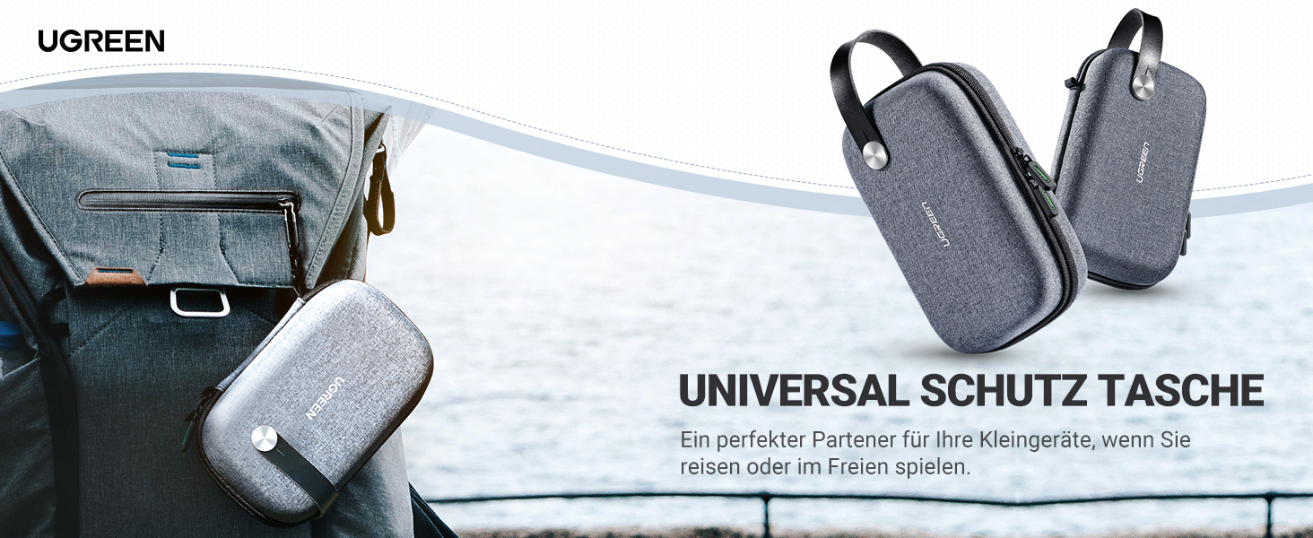 Органайзер UGREEN для аксесуарів: USB-накопичувачі, зарядні пристрої, флешки, SD-картки (сірий/блакитний)