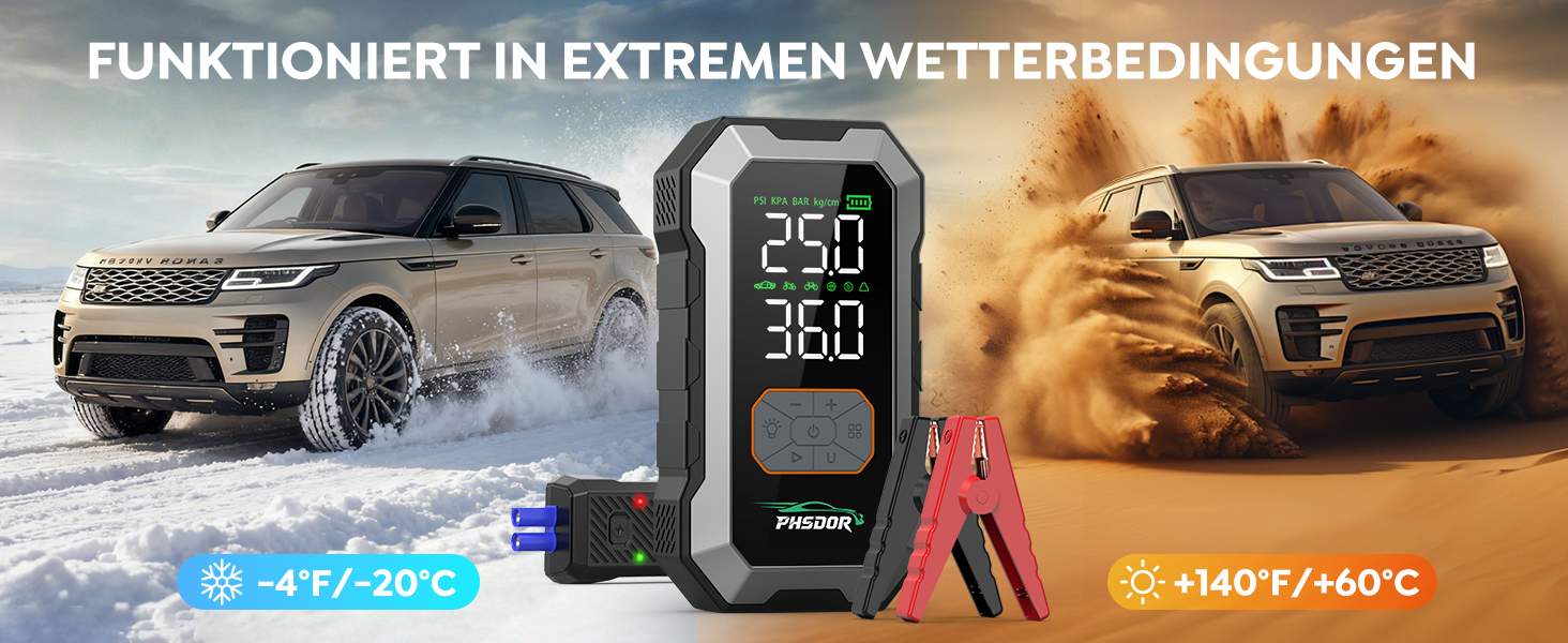 Пусковий пристрій (бустер) для авто 8000A з компресором 150 PSI та Powerbank 25000mAh, Jump Starter для бензинових та дизельних двигунів до 10.0L, з LED-ліхтарем, сріблястий