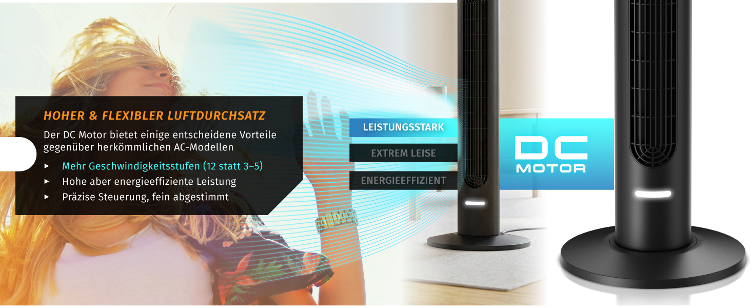 Вентилятор DC Brandson з пультом керування - тихий, 8 швидкостей, Sleep Mode, осциляція, 4 режими, дисплей, енергозберігаючий