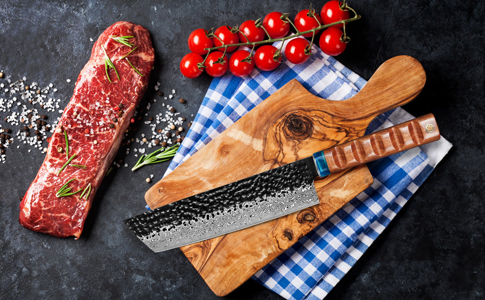 Кухонний ніж Kyushublade Nariki 18,5 см: професійний шеф-ніж з 67 шарів дамасткової сталі, ергономічна ручка