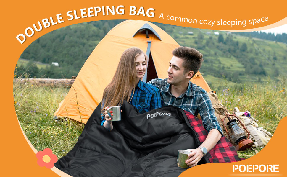 Спальний мішок для двох дорослих з флісу, зимовий, з подушками та сумкою для транспортування, 233*157 см, червоний