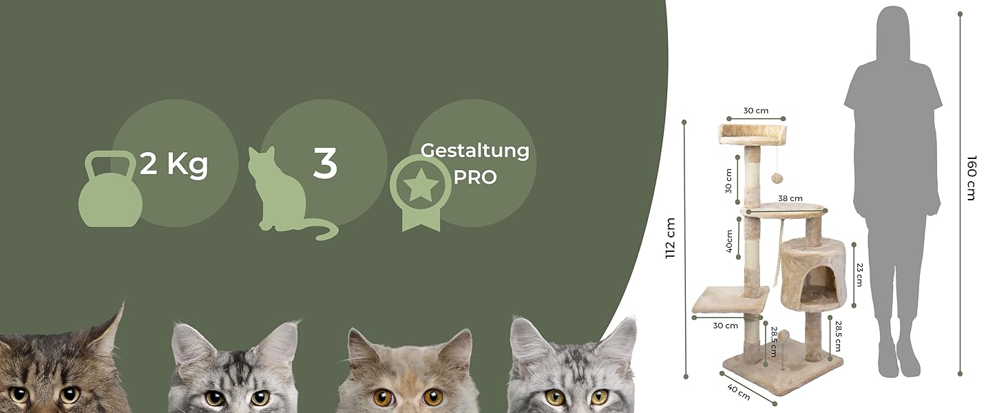 Дряпальня для котів Mobiclinic® Pets Silvestre, середня, сіро-бежева