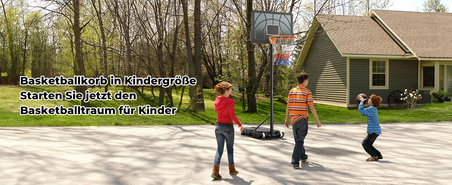 Баскетбольний кошик Yohood Outdoor для дітей, регульована висота 110-210 см, портативна модель для залу/вулиці, чорний, вологостійкий