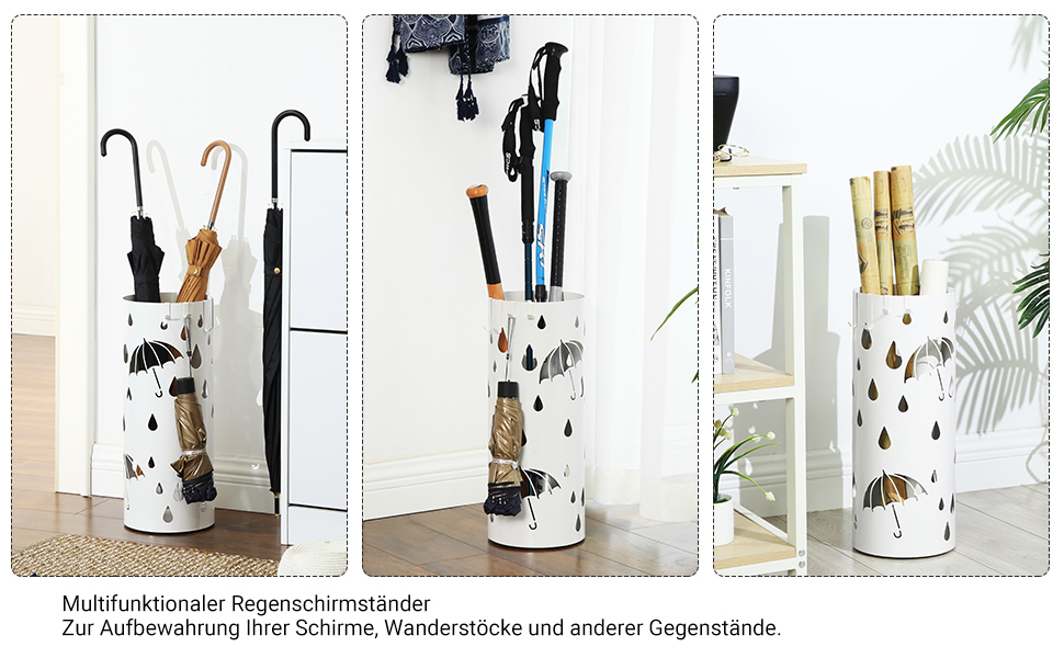 SONGMICS White Umbrella Stand - 49 x 19.5 cm - Durable & Stylish