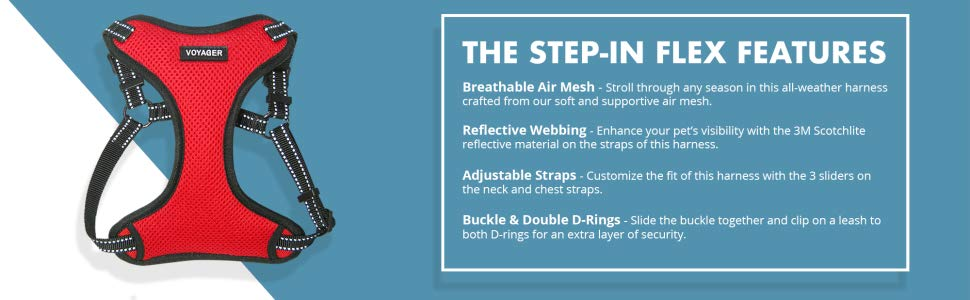 Шлейка для собак Voyager з регулюванням та світловідбиваючими смугами Best Pet Supplies - міцна жилетка для собак без натягу з кільцем для повідка, дихаюча, фуксія, розмір S.