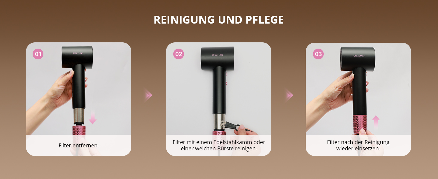 Іонізатор для волосся CrazyMar – фен з потужним мотором 180 000 об/хв, швидка сушка, компактний, для подорожей, створення локонів, 4 температурні режими, захист від перегріву, тиха робота, чорний