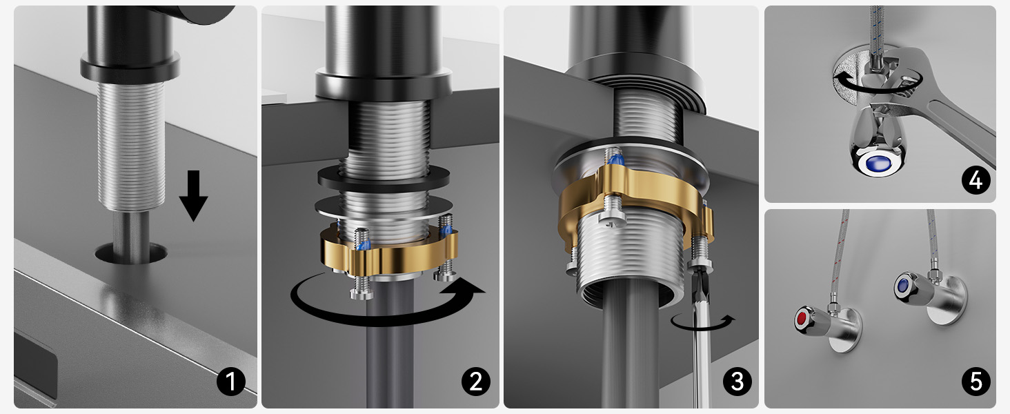 Змішувач кухонний CECIPA SOFETIY SERIE чорний з гнучким гусаком 360° для високого тиску, з нержавіючої сталі, для мийки, однолеверний