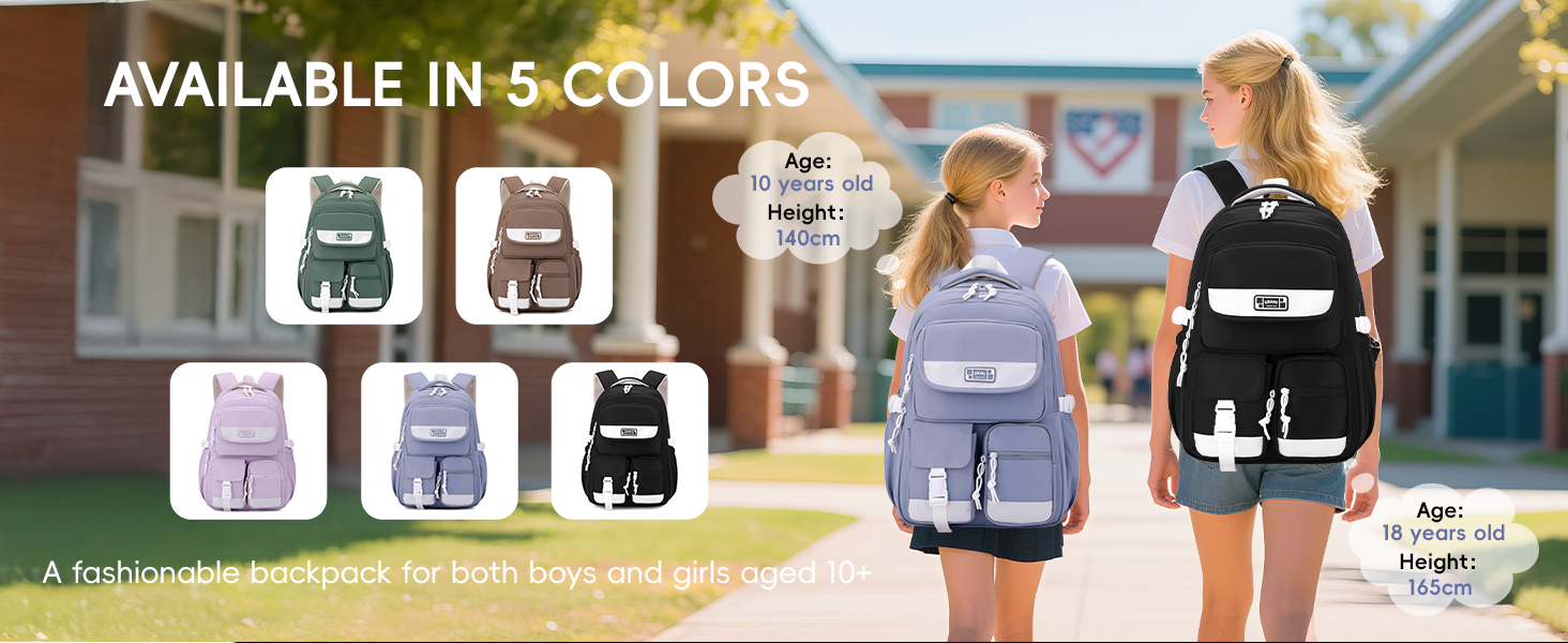 Рюкзак для підлітка, шкільний рюкзак для дівчинки з багатьма відділеннями, рюкзак для учнів 3-5 класів, середньої та старшої школи, нейлоновий рюкзак для подорожей та відпочинку, блакитний