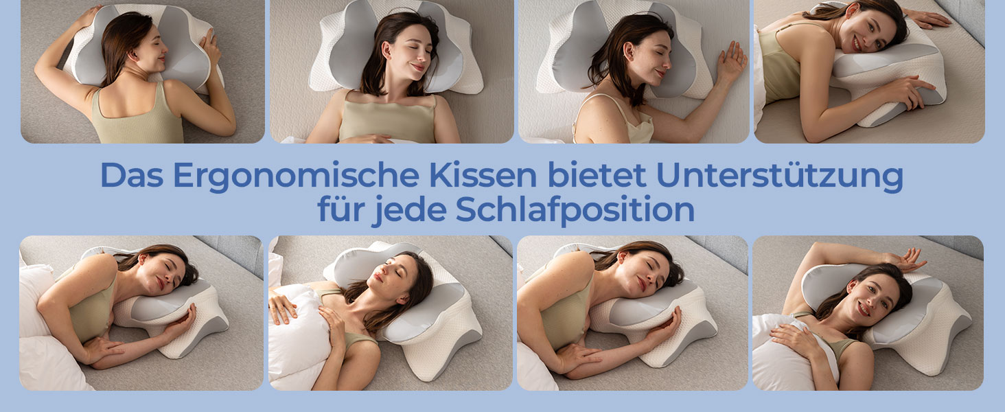 Ортопедична подушка Uniency для шиї з Memory Foam - підтримка шиї та полегшення болю в шиї та плечах. Підходить для сну на боці, спині та животі (66 x 40 x 14 см, сіра)