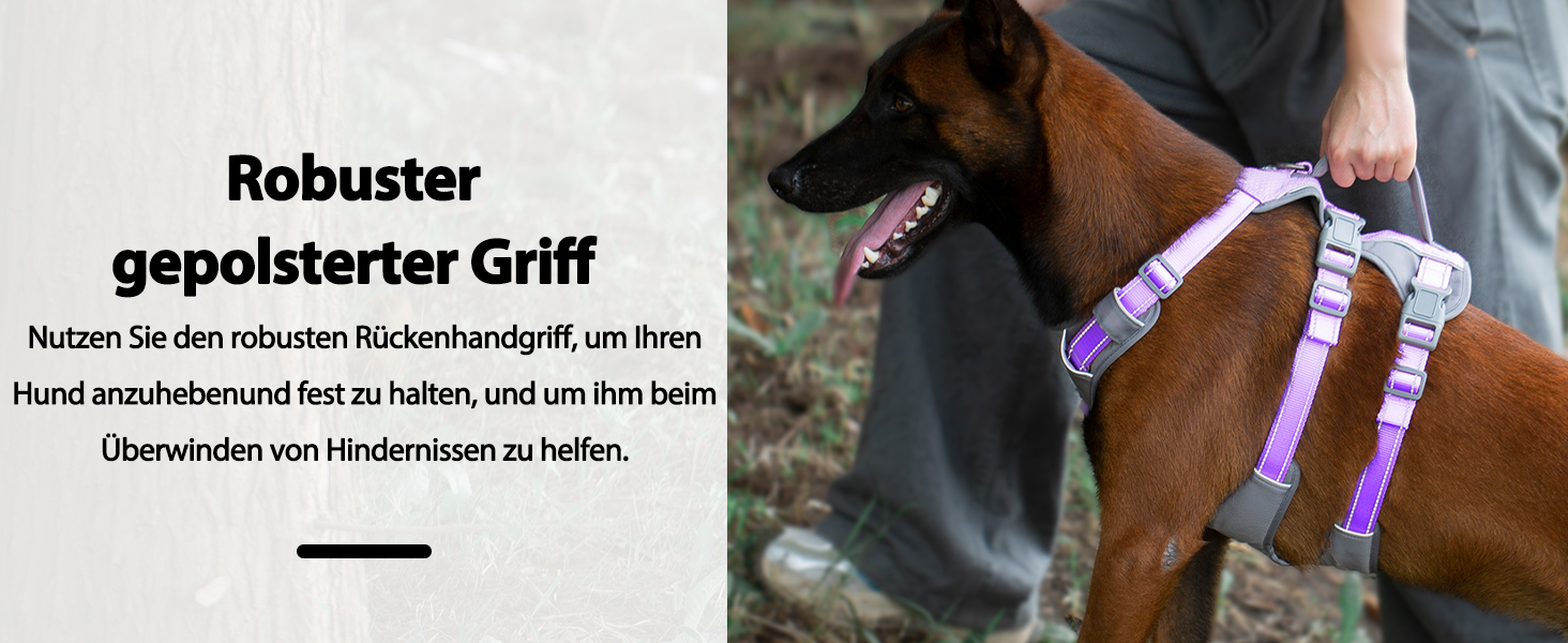 Шлейка безпеки для собак Huntboo, анти-втеча, для панічних собак, з ручкою, регульована, для маленьких, середніх та великих собак (лавандовий, M)