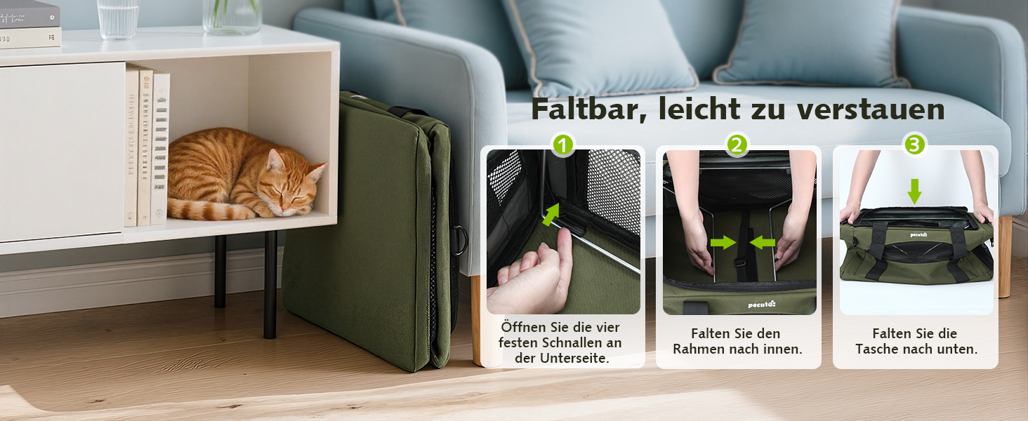 Транспортна сумка для котів Pecute: легка, складана, для подорожей, сіра