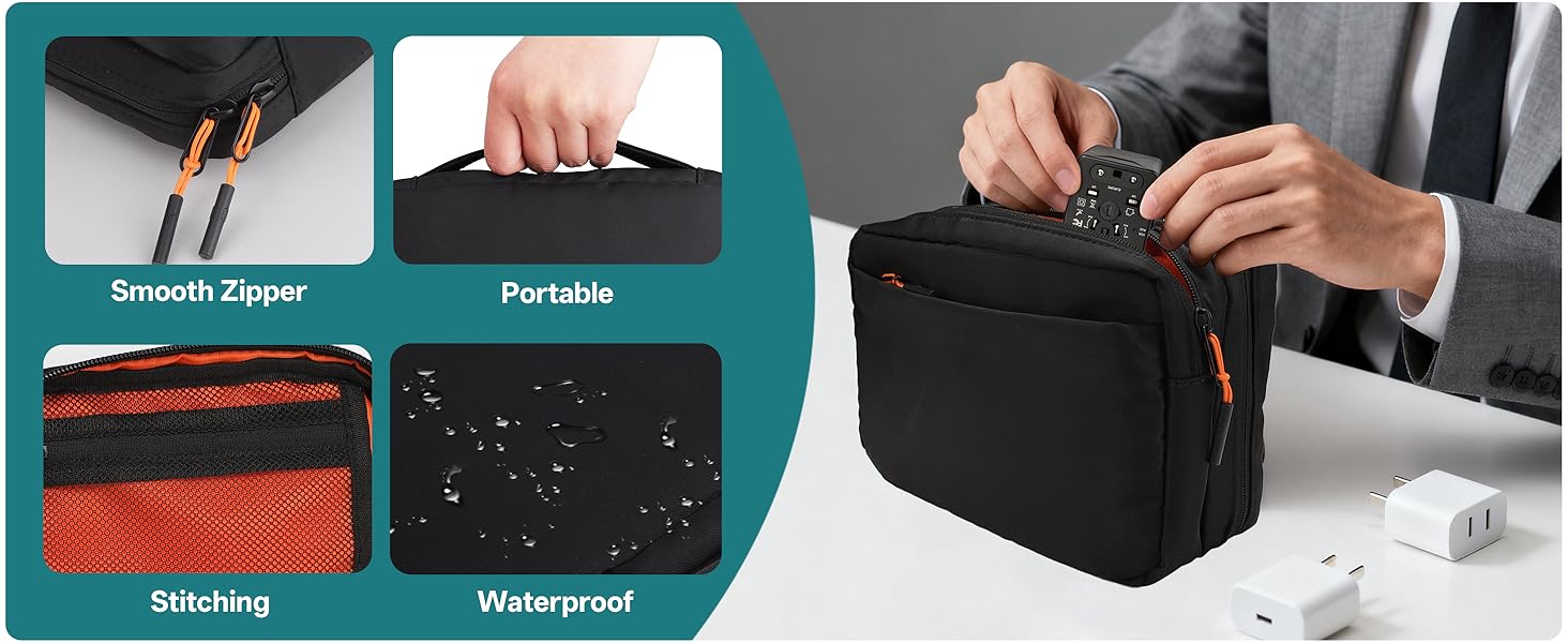 Органайзер для кабелів Teskyer - водонепроникний, портативний, для подорожей, 25 x 17 x 8 см, чорний
