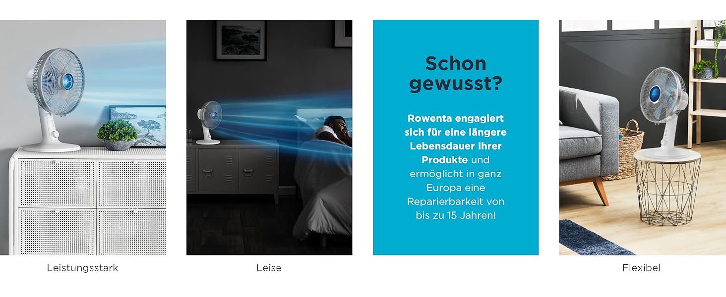 Вентилятор Rowenta Turbo Silence Extreme+ - тихий, потужний, 4 швидкості, автоматичне гойдання, білий, VU2731