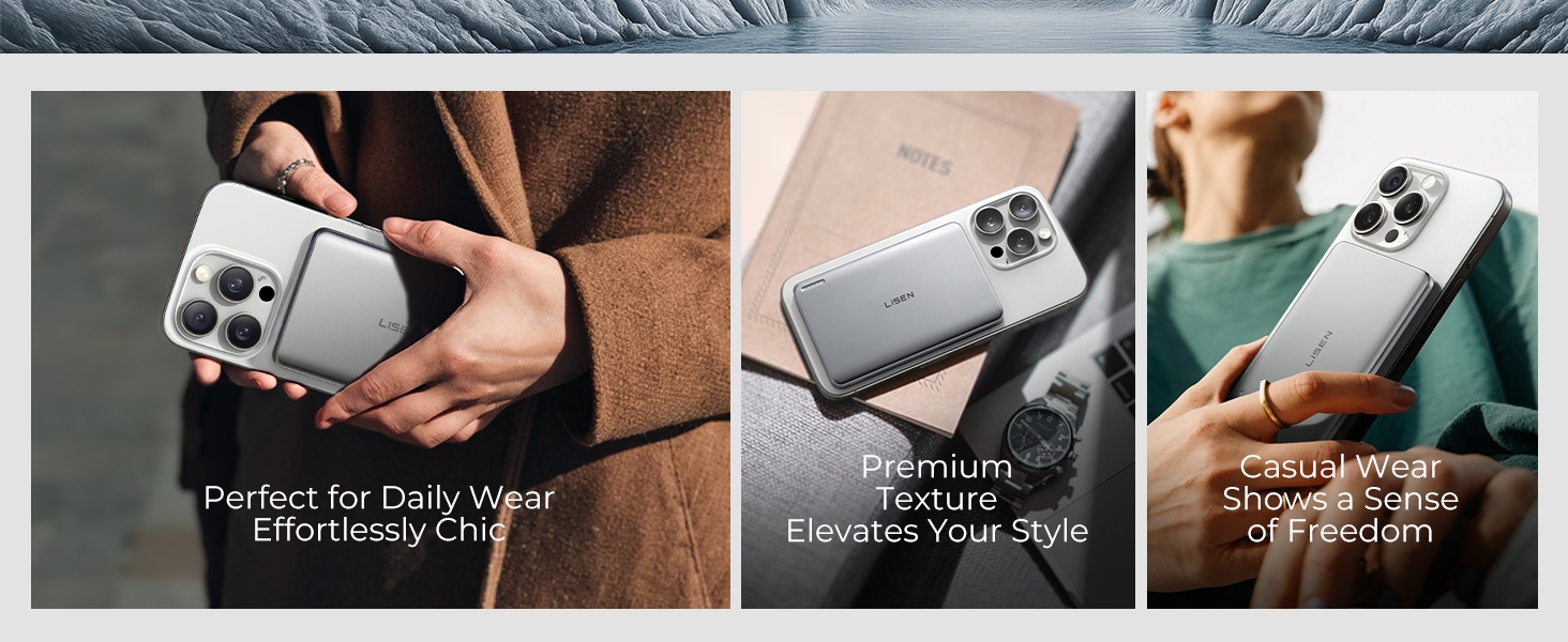 Power Bank Magsafe LISEN 5000mAh для iPhone 17/15 Pro/Max/13 - Рожевий, 18W PD USB-C, Slim, Аккумуляторний чохол, Аксесуар