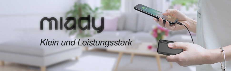 Портативний зарядний акумулятор Miady Mini Power Bank 5000mAh з USB-C, 2.4A, для iPhone, iPad, Samsung Galaxy